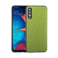 Lilware Canvas-Telefonhülle aus gummiertem Kunststoff mit Textur für Samsung Galaxy A50/A50S. Grün