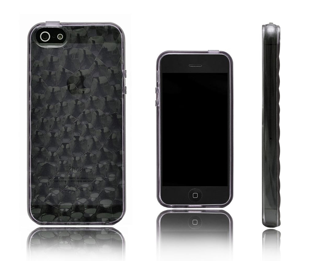 Xcessor Liquid Cell - Flexible TPU Case for Apple iPhone 5 and 5S With Optical Ripple Illusion Effect. Grey / Transparent