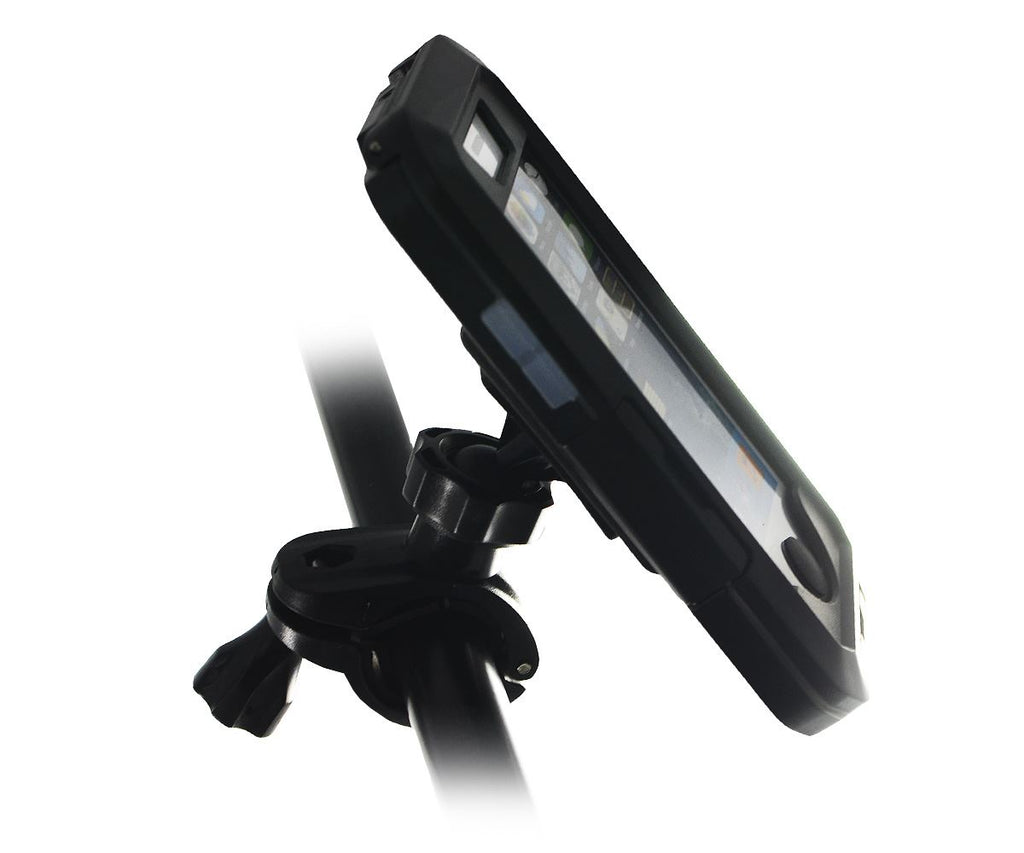 Lilware Universal Bicycle Handlebar Holder for Apple iPhone 4 / 4S /  5 / 5S / 5C. Compact Size Clamping Bike Mount With Waterproof Case and 360 Degree Rotating System. Black