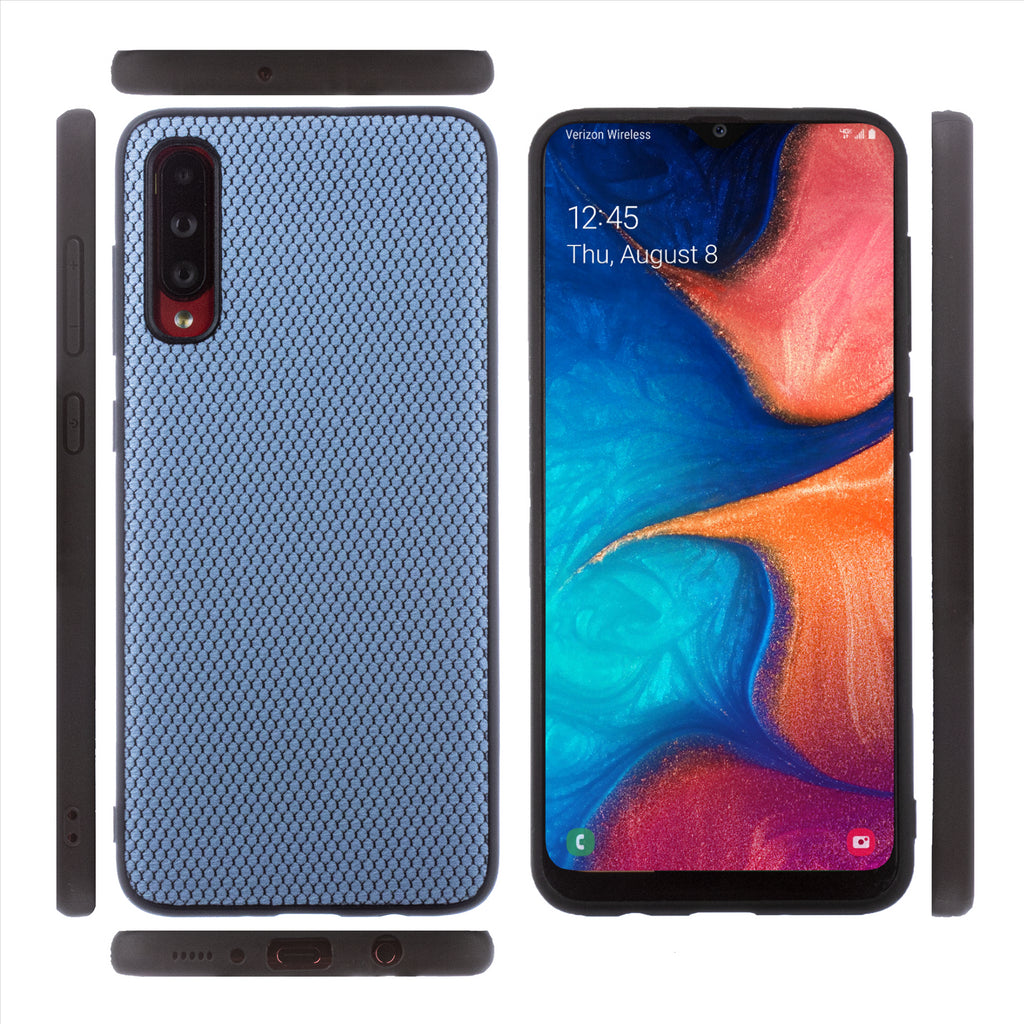 Lilware Canvas X Fabric Texture Plastic Phone Case for Samsung Galaxy A70/A70S. Blue