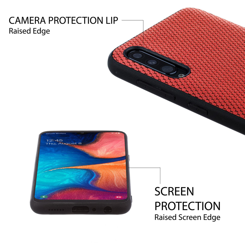 Lilware Canvas X Fabric Texture Plastic Phone Case for Samsung Galaxy A50/A50S. Red