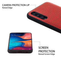 Lilware Canvas X Fabric Texture Plastic Phone Case for Samsung Galaxy A50/A50S. Red