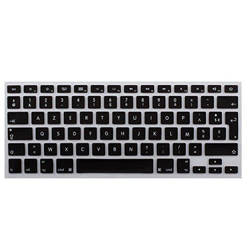 Lilware 2er-Set Silikon-Tastaturabdeckungen für MacBook Air 13/15/17 (Erscheinungsjahr 2012) AZERTY (Französisches Layout) Schwarz/Transparent