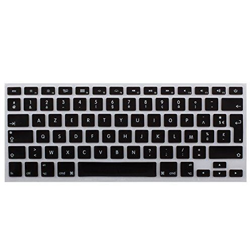 Lilware Set of 2 Silicone Keyboard covers for MacBook Air 13 / 15 / 17 (Release 2012 year) AZERTY (French layout) Black/Transparent