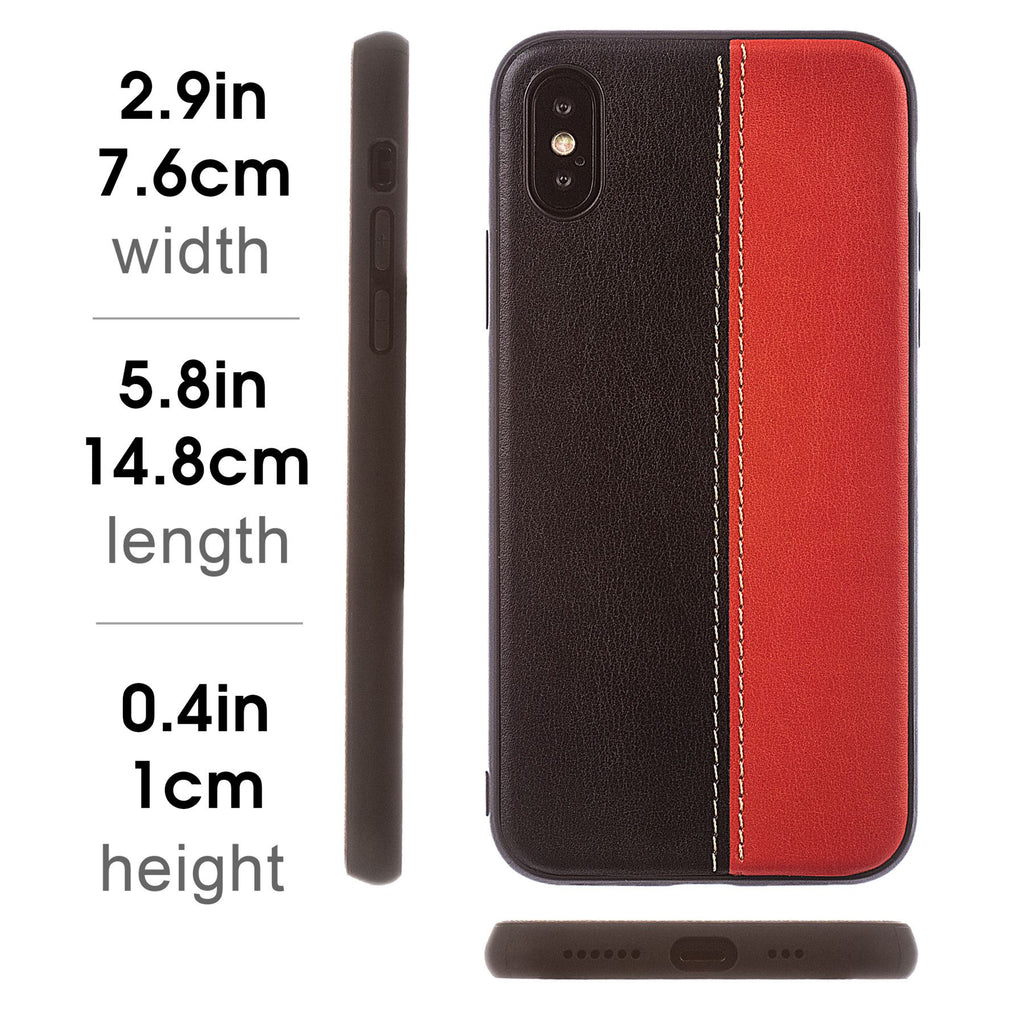 Lilware Bicolor PU Leather Phone Case for Apple iPhone XS. Red / Black