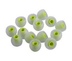 Xcessor (M) 7 Pairs (14 Pieces) of Silicone Replacement In Ear Earphone Medium Size Earbuds. Bicolor. Transparent / Green