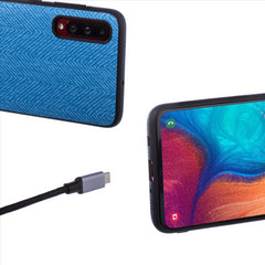 Lilware Canvas Z Handyhülle aus gummiertem Kunststoff mit Textur für Samsung Galaxy A70/A70S. Blau