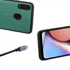 Lilware Canvas Z Handyhülle aus gummiertem Kunststoff mit Textur für Samsung Galaxy A20S. Grün