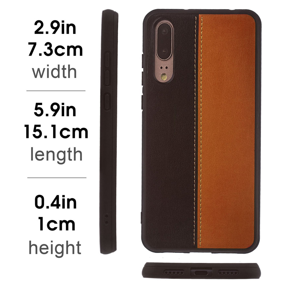 Lilware Bicolor PU Leather Phone Case Compatible with Huawei P20. Brown / Black