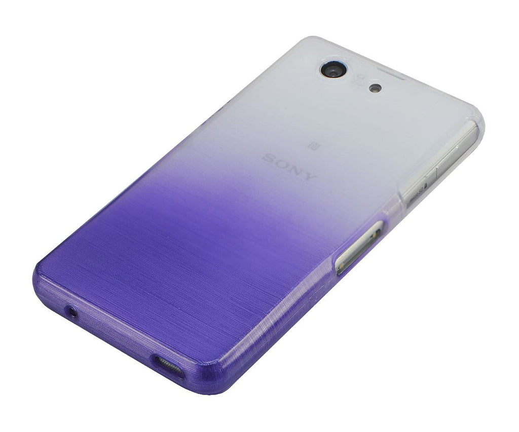 Xcessor Transition Color Flexible TPU Case for Sony Xperia Z3 Compact. With Gradient Silk Thread Texture. Transparent / Purple