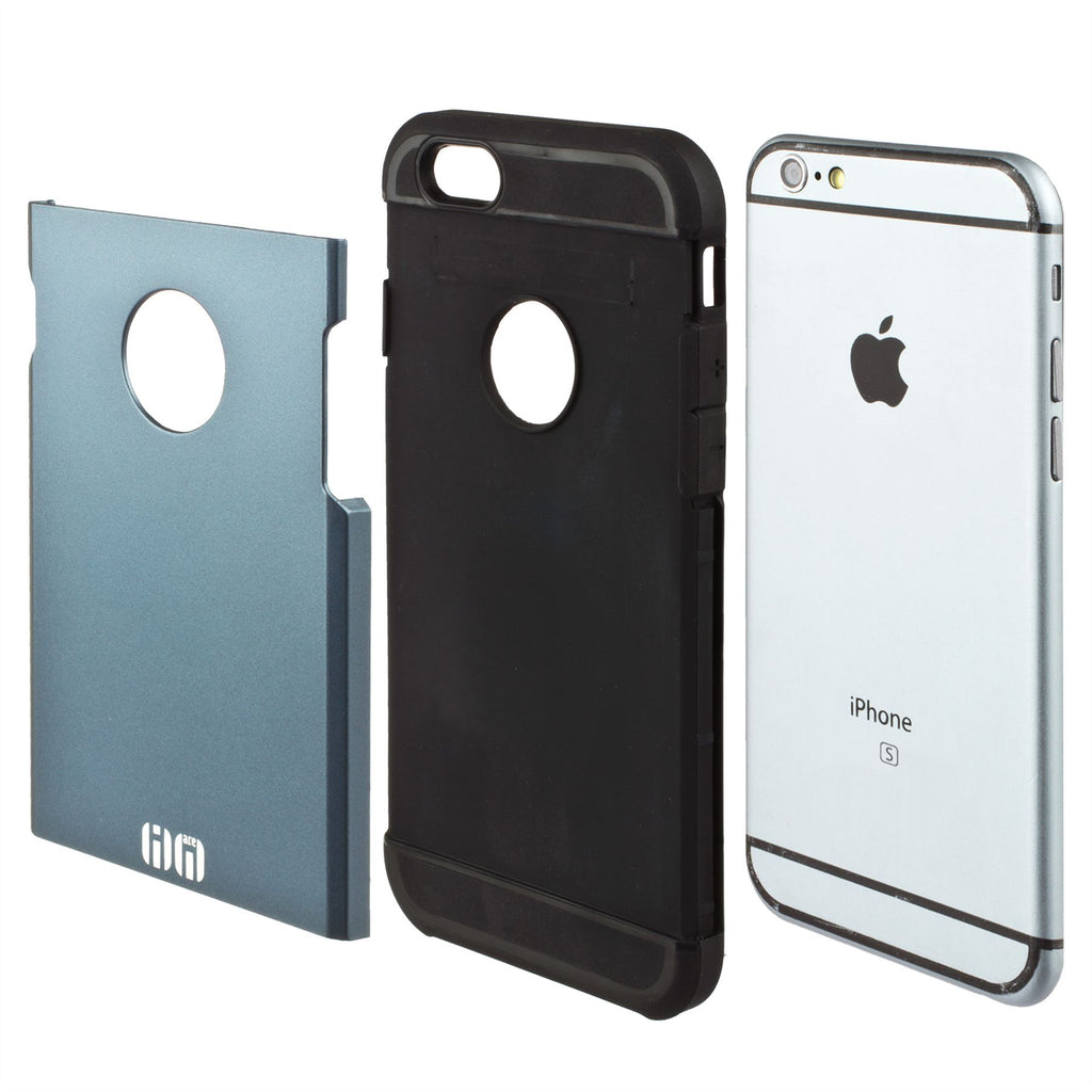 Lilware Angular Armor Hartplastik Robuste Dual Layer Hülle für Apple iPhone 6 6S. Dunkelsilber/Schwarz