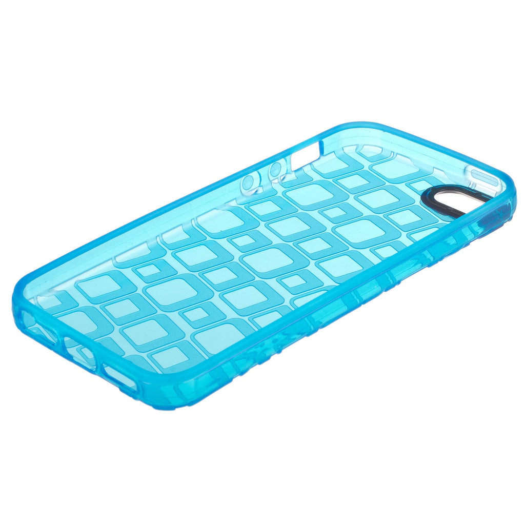 Xcessor Tetragon Bubbles Glossy Flexible TPU case for Apple iPhone SE / 5 / 5S. Transparent / Blue