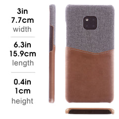 Lilware Card Wallet Plastic Phone Case Compatible with Huawei Mate 20 Pro. Fabric Texture and PU Leather Protective Cover with ID / Credit Card Slot Holder. Brown