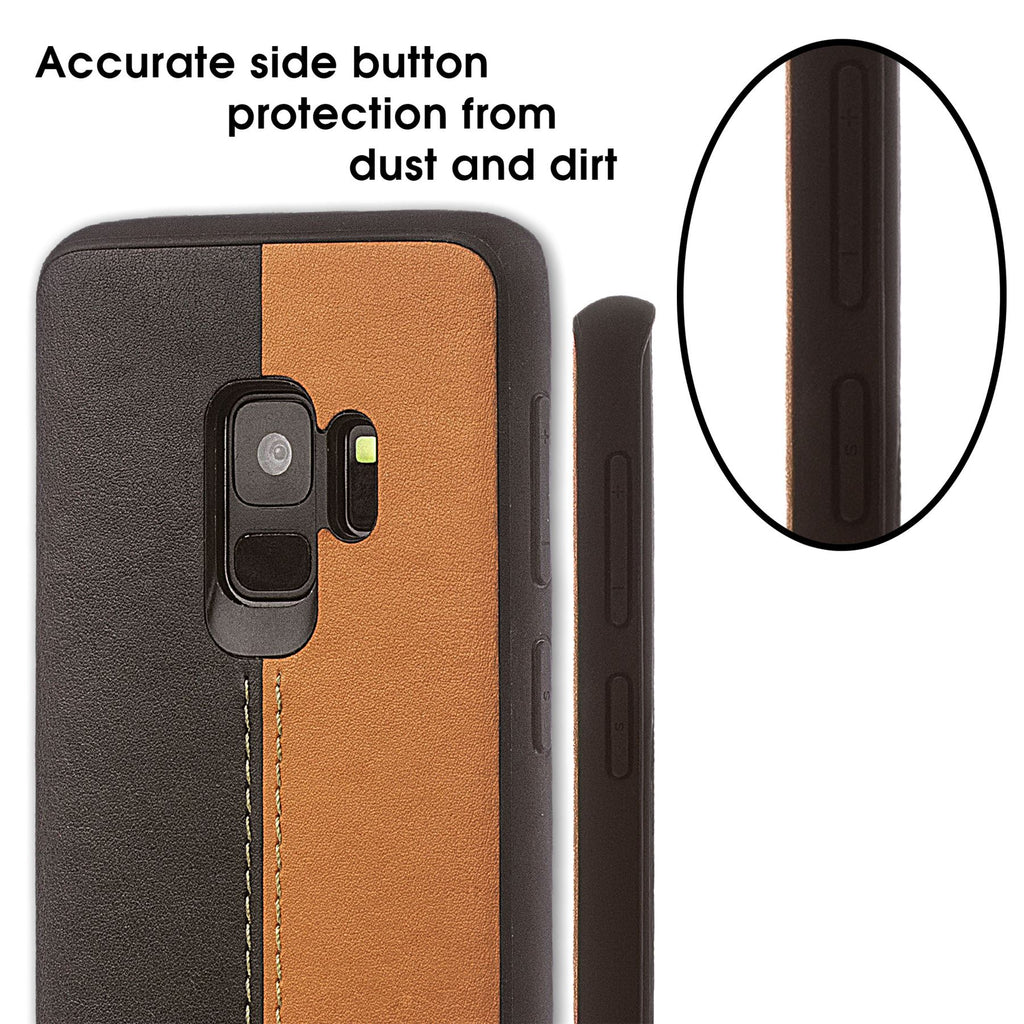 Lilware Bicolor PU Leather Phone Case for Samsung Galaxy S9. Brown / Black