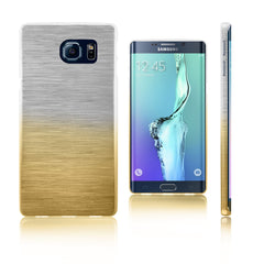 Xcessor Transition Color Flexible TPU Case for Samsung Galaxy S6 edge+ SM-G928A. With Gradient Silk Thread Texture. Transparent / Gold