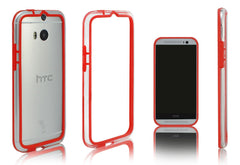 Xcessor Classic Bumper Case for HTC One M8. Rubber & Plastic. Red / Transparent