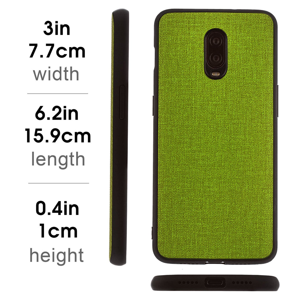 Lilware Canvas Rubberized Texture Plastic Phone Case for OnePlus 6T. Green