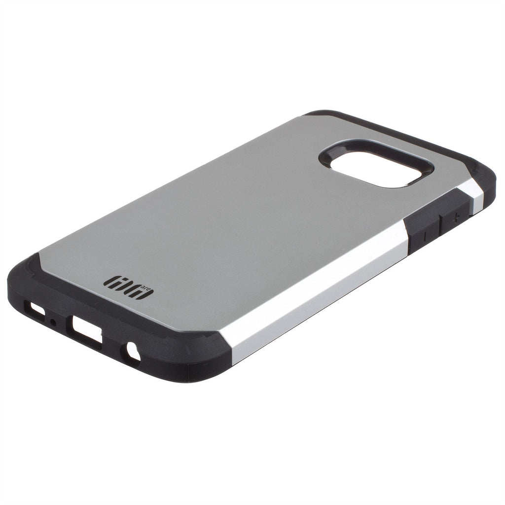 Lilware Angular Armor Hard Plastic Case for Samsung Galaxy S7. Rugged Dual Layer Protective Cover. Black / Silver Color