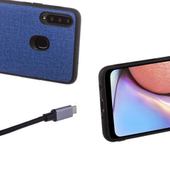 Lilware Canvas-Handyhülle aus gummiertem Kunststoff für Samsung Galaxy A20S. Blau