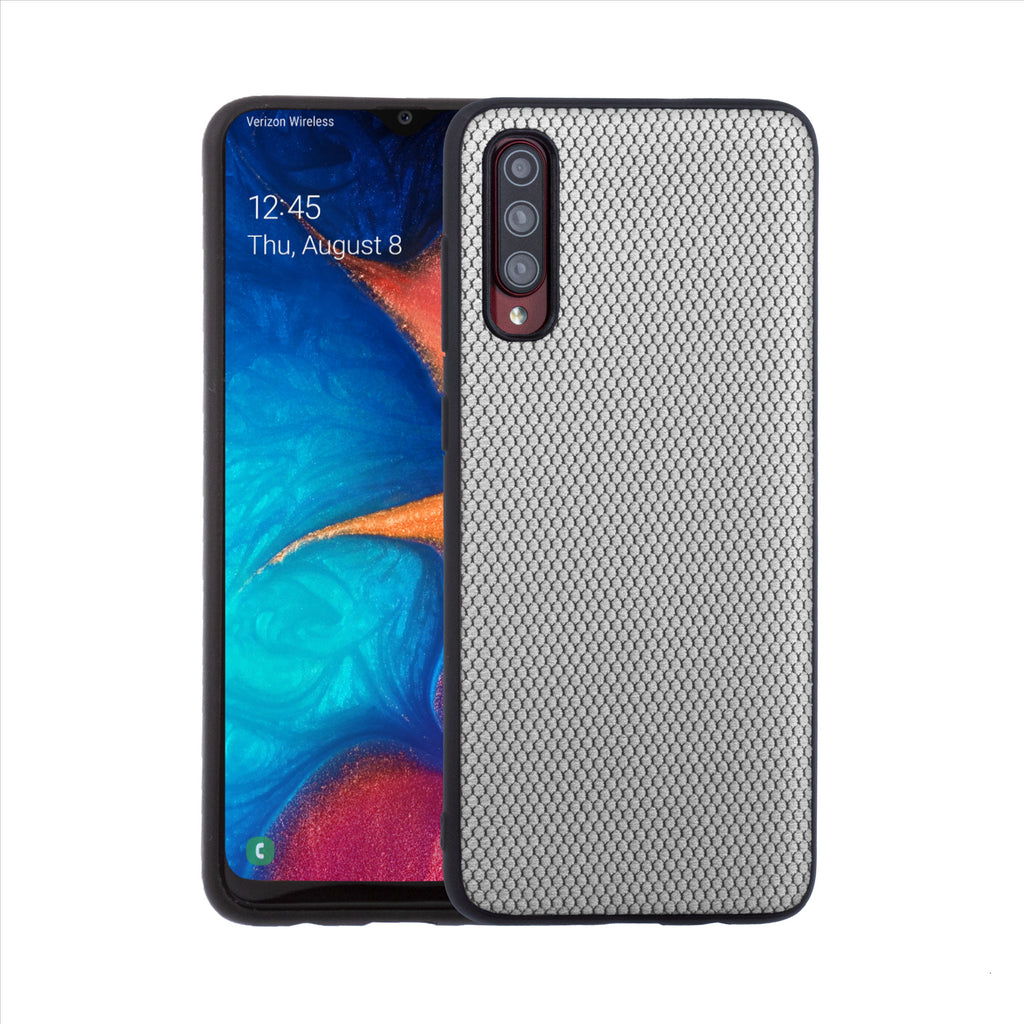 Lilware Canvas X Stofftextur Kunststoff-Telefonhülle für Samsung Galaxy A70/A70S. Hellgrau