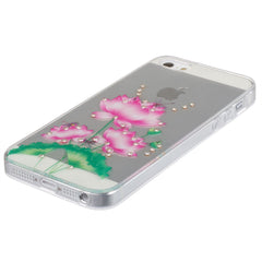 Xcessor Flower With Dragonfly Glossy Flexible TPU case for Apple iPhone SE / 5 / 5S. Transparent / Multicolored