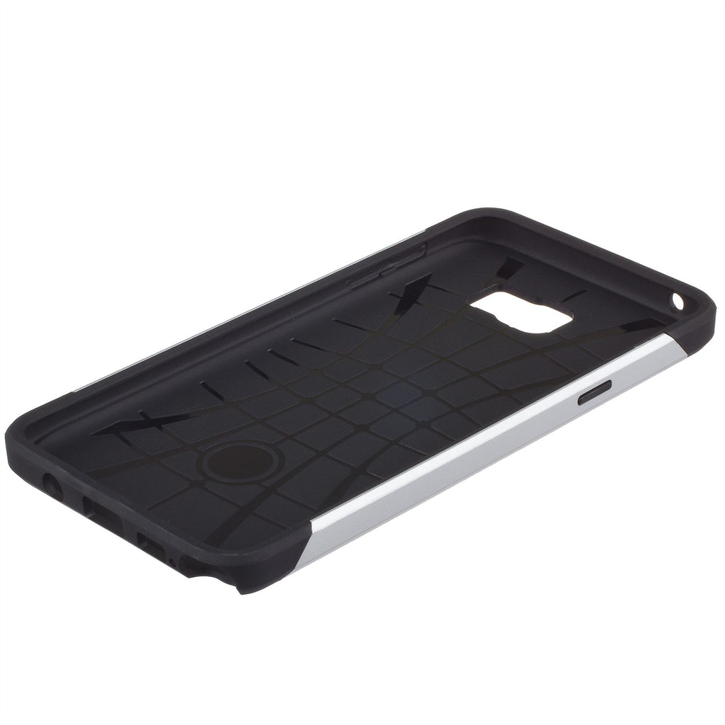 Lilware Angular Armor Hard Plastic Case for Samsung Galaxy Note 5. Rugged Dual Layer Protective Cover. Black / Silver Color