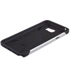 Lilware Angular Armor Hard Plastic Case for Samsung Galaxy Note 5. Rugged Dual Layer Protective Cover. Black / Silver Color