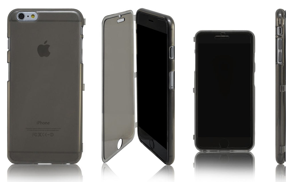 Xcessor Flip Open TPU Gel Case For Apple iPhone 6 Plus. Back and Front Protection. Grey / Transparent