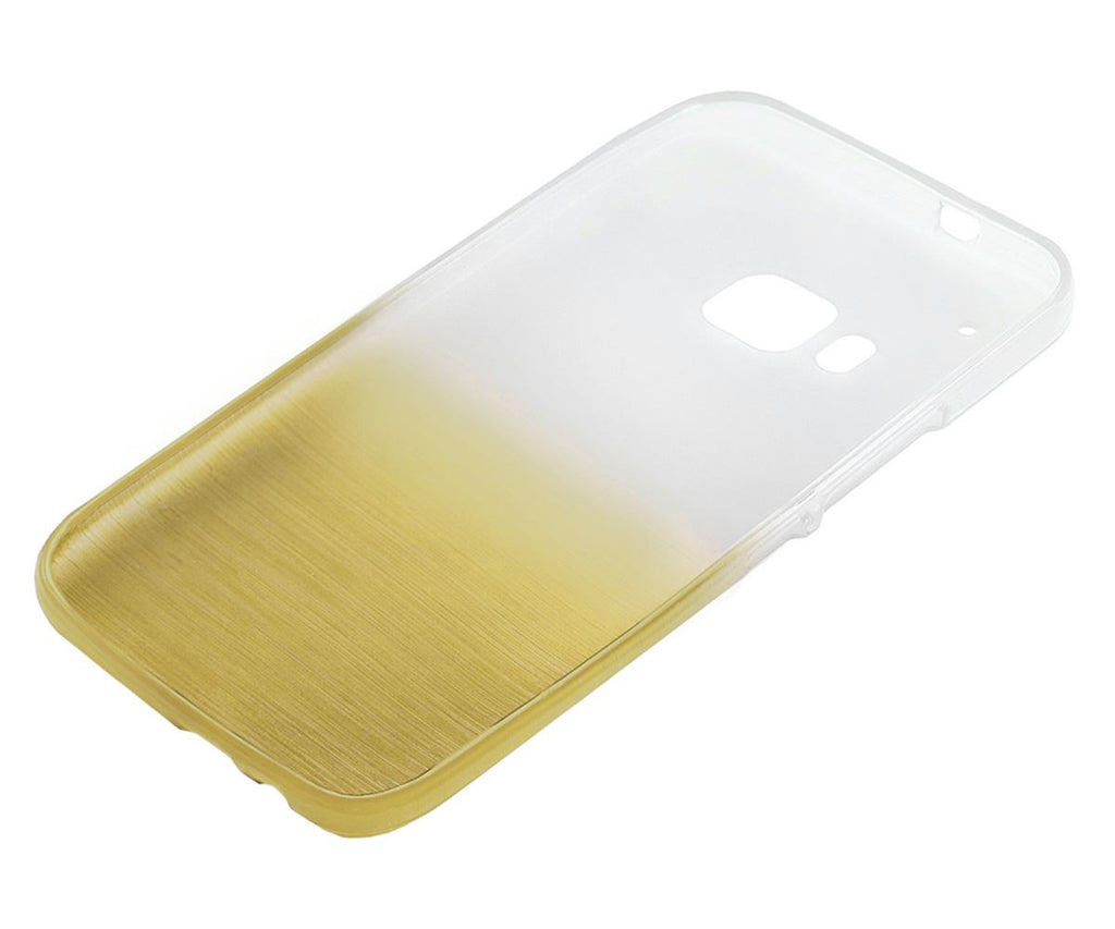 Xcessor Transition Color Flexible TPU Case for HTC One M9 (HTC One Hima). With Gradient Silk Thread Texture. Transparent / Gold