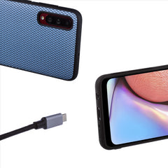 Lilware Canvas X Stofftextur Kunststoff-Telefonhülle für Samsung Galaxy A70/A70S. Blau