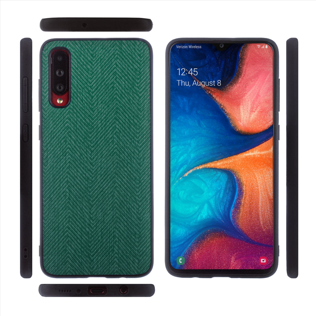 Lilware Canvas Z Handyhülle aus gummiertem Kunststoff mit Textur für Samsung Galaxy A70/A70S. Grün