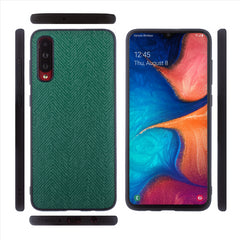 Lilware Canvas Z Handyhülle aus gummiertem Kunststoff mit Textur für Samsung Galaxy A70/A70S. Grün