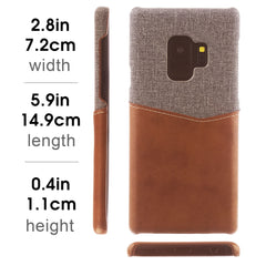 Lilware Card Wallet Plastic Phone Case for Samsung Galaxy S9. Fabric Texture and PU Leather Protective Cover with ID / Credit Card Slot Holder. Brown