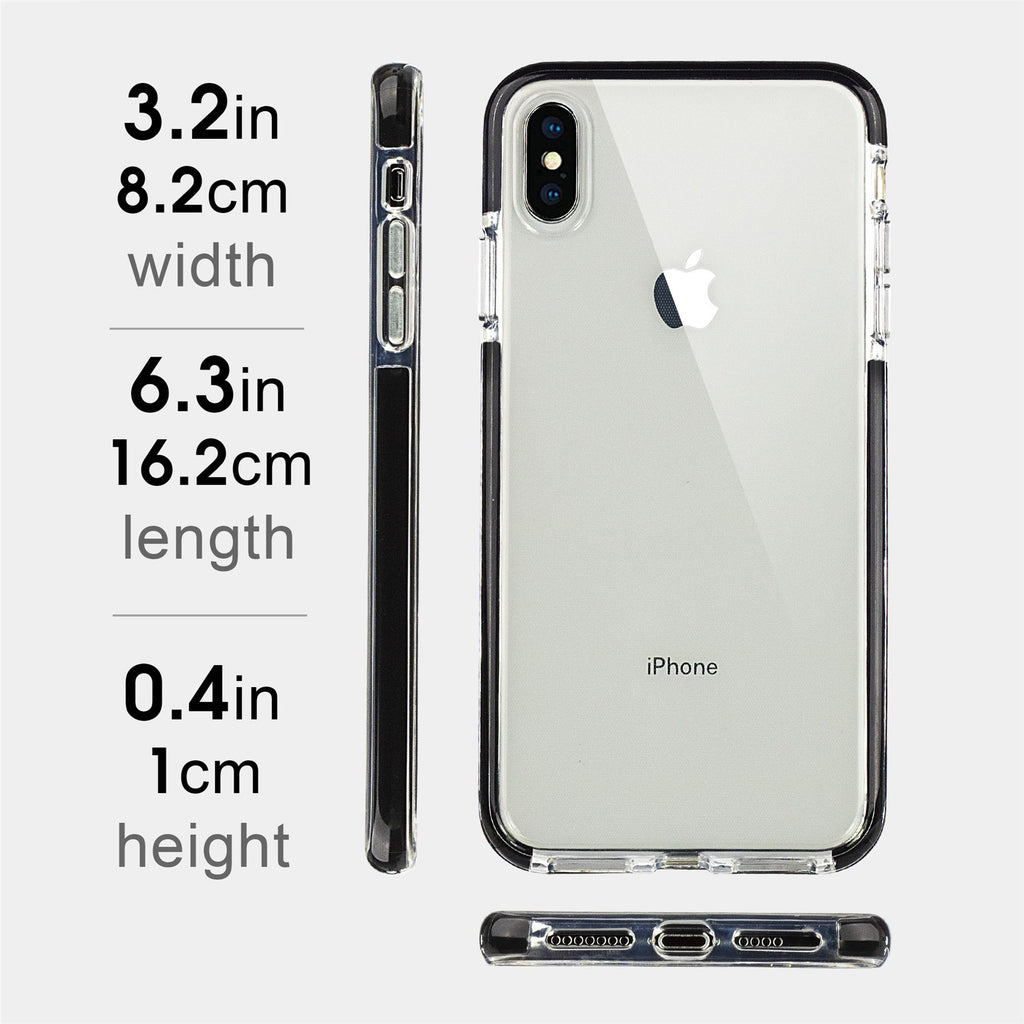 Xcessor Clear Hybrid TPU Phone Case for Apple iPhone XS Max. With Shock Absorbing Inner Rubber Layer on the Edges. Clear / Black