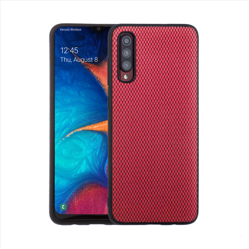 Lilware Canvas X Stofftextur Kunststoff-Telefonhülle für Samsung Galaxy A70/A70S. Rot