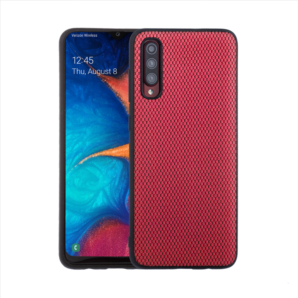 Lilware Canvas X Fabric Texture Plastic Phone Case for Samsung Galaxy A70/A70S. Red