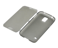 Xcessor Flip Open TPU Gel Case For Samsung Galaxy S5 SM-G900. Back and Front Protection. Grey / Transparent