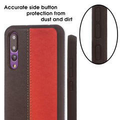 Lilware Bicolor PU Leather Phone Case Compatible with Huawei P20 Pro. Red / Black