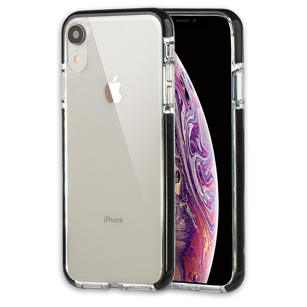 Xcessor Clear Hybrid TPU Phone Case for Apple iPhone XR. With Shock Absorbing Inner Rubber Layer on the Edges. Clear / Black