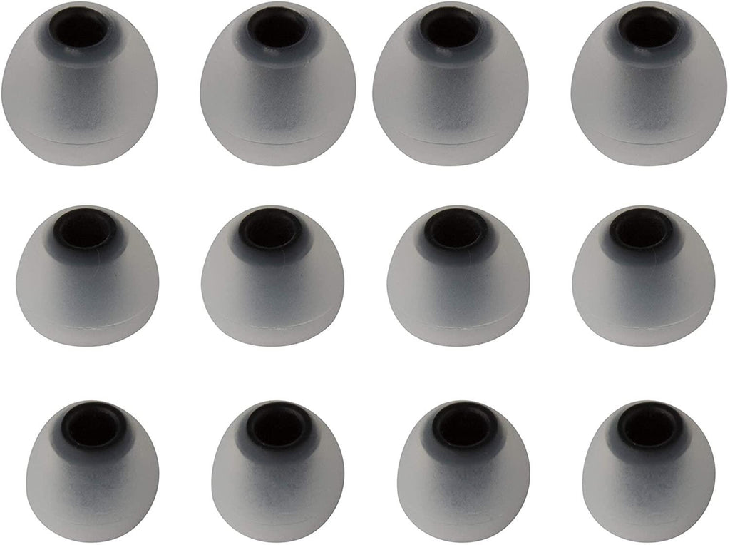 Xcessor (S/M/L) 6 Pairs (12 Pieces) of Silicone Replacement In Ear Earphone S/M/L Size Earbuds. Bicolor. Transparent / Black