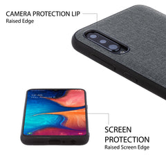 Lilware Canvas Rubberized Texture Plastic Phone Case for Samsung Galaxy A50/A50S. Dark Grey