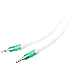 Lilware AUX-Audiokabel, geflochtener Stoff, transparente PVC-Ummantelung, 0,9 m, 3,5 mm Klinkenstecker, Stecker auf Stecker, Kabel für Multimedia-Geräte – Grün