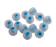 Xcessor (L) 7 Pairs (14 Pieces) of Silicone Replacement In Ear Earphone Large Size Earbuds. Bicolor. Transparent / Blue
