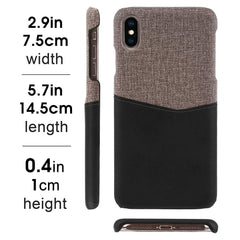Lilware Card Wallet Plastic Phone Case for Apple iPhone XS. Fabric Texture and PU Leather Protective Cover with ID / Credit Card Slot Holder. Black
