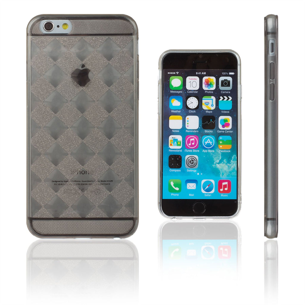 Xcessor Checkered Diamond Glossy Flexible TPU case for Apple iPhone 6 / 6S. Transparent / Grey