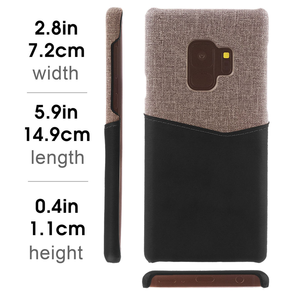 Lilware Card Wallet Kunststoff-Telefonhülle für Samsung Galaxy S9. Stofftextur und PU-Leder-Schutzhülle mit Ausweis-/Kreditkartenfach. Schwarz