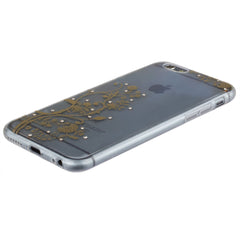 Xcessor Golden Flowers Glossy Flexible TPU case for Apple iPhone 6 / 6S. Transparent / Golden Color