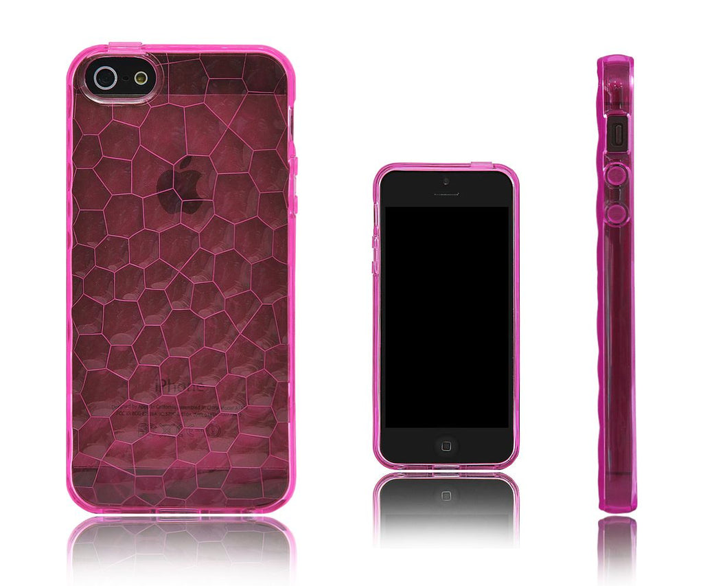 Xcessor Liquid Cell - Flexible TPU Case for Apple iPhone 5 and 5S With Optical Ripple Illusion Effect. Pink / Transparent