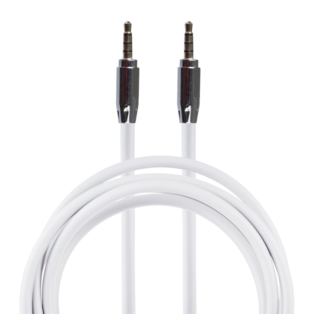 Lilware Rubberized 35In (90 cm) Aux Audio Cable 3.5mm Jack Male to Male Cord For Multimedia Devices - White