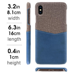 Lilware Card Wallet Plastic Phone Case for Apple iPhone XS Max. Fabric Texture and PU Leather Protective Cover with ID / Credit Card Slot Holder. Blue